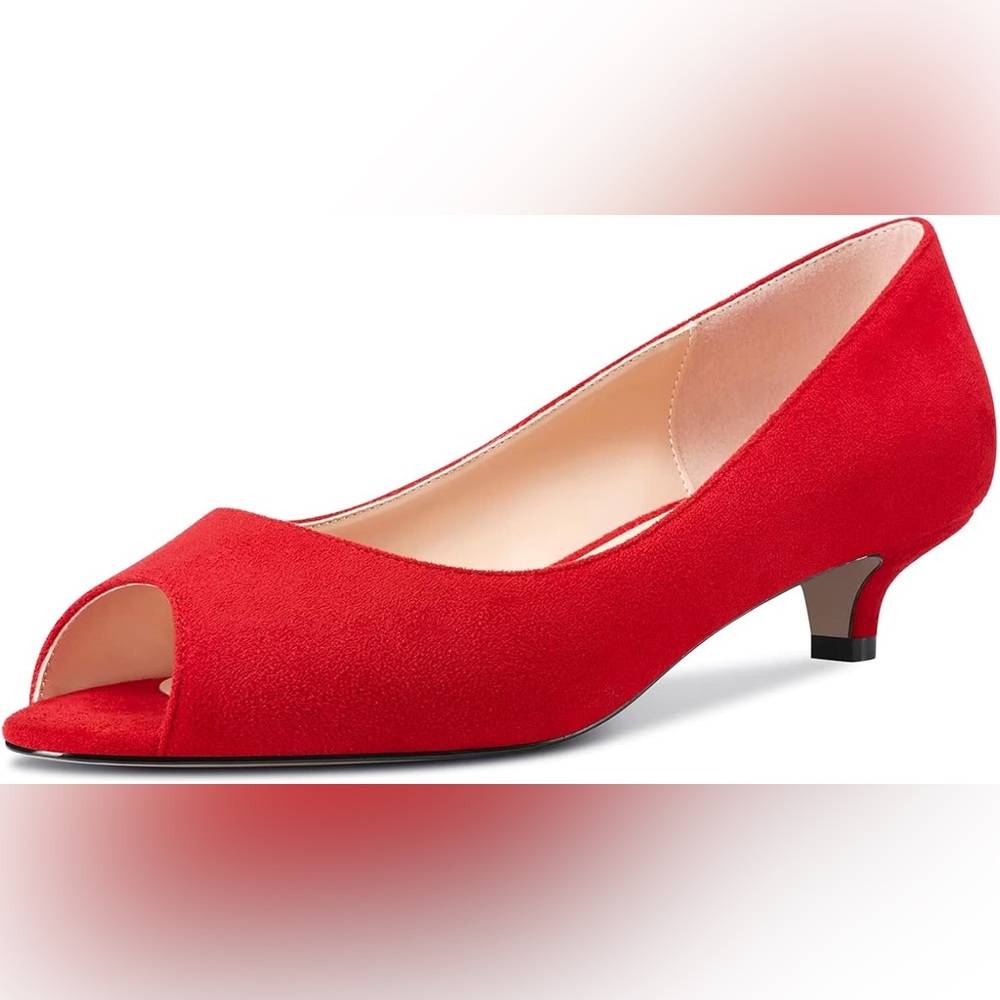 Elegant Red Peep-Toe Women's Shoes
